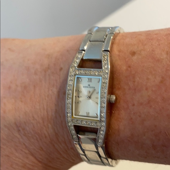 Anne Klein Silver Watch Rhinestone Trim - Picture 7 of 8